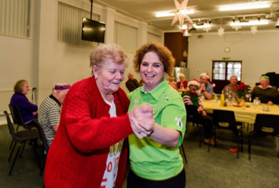 Carla from Asda Sheffield dancing with one of the guests