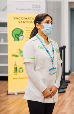 Shital Patel from Asda Watford's dedicated Covid-19 vaccination centre with the NHS