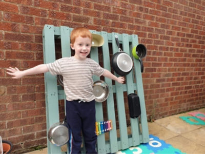 Arthur loves his music station created with help from Asda Stowmarket