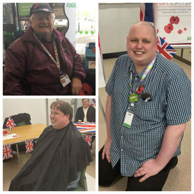 Chris Nicol from Asda Swindon Haydon shaved his hair off for the Poppy Appeal