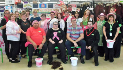 Colleagues at Asda Tonypandy supporting Tickled Pink