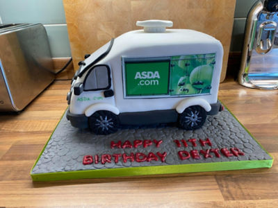 Asda van birthday cake for Dexter McDonald