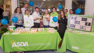 Asda colleagues hosting an NHS birthday party at Warrington Hospital