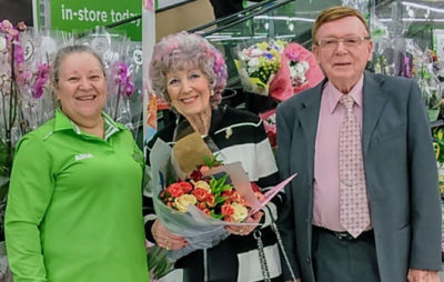 Customers Betty and Maurice Curtis celebrate their 68th wedding anniversary with Asda Weymouth community champion Jacqui Dixon