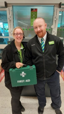 Scott Gannon and Maddie Furk from Asda Weymouth gave first aid to a four-year-old boy who had a seizure