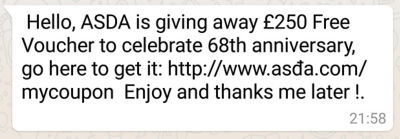 WhatsApp scam example