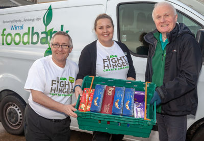 Asda Bromborough and Arrowe Park community champions at Wirral foodbank