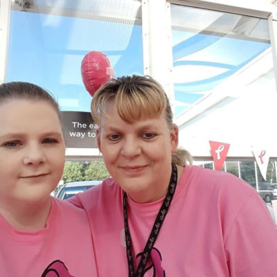 Mary Williams from Asda Wrexham supports Tickled Pink